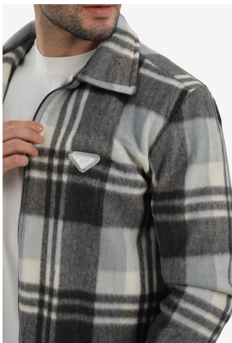 WHITE RABBIT Men’s Plaid Wool Blend Zip Jacket - Image 4